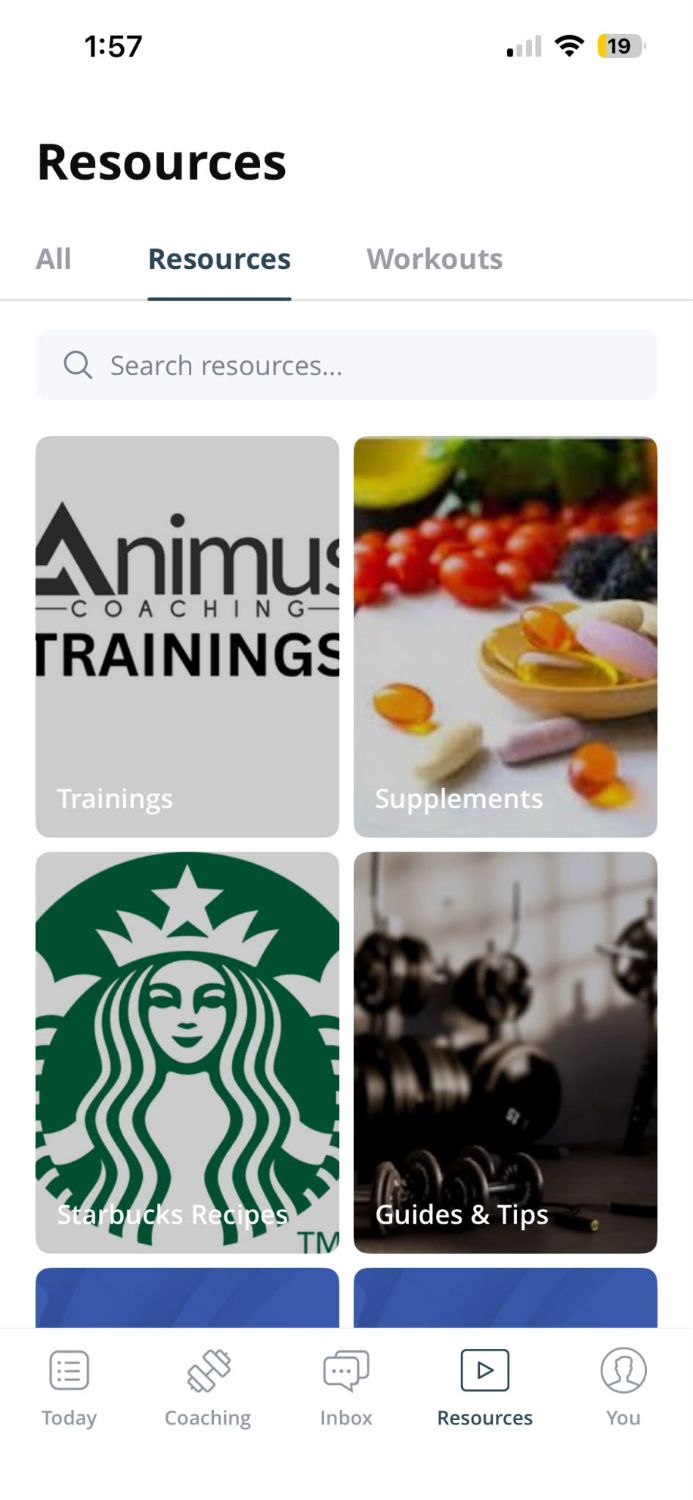 App screen: resources library